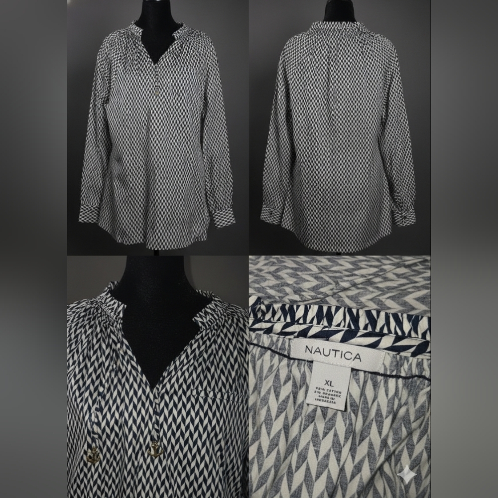 NAUTICA BLUE AND WHITE TOP